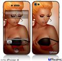 iPhone 4 Decal Style Vinyl Skin - 0range Pin Up Girl (DOES NOT fit newer iPhone 4S)