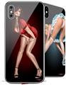 2 Decal style Skin Wraps set for Apple iPhone X and XS Ooh-La-La Pin Up Girl