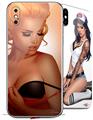 2 Decal style Skin Wraps set for Apple iPhone X and XS 0range Pin Up Girl