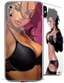 2 Decal style Skin Wraps set for Apple iPhone X and XS Violeta Pin Up Girl