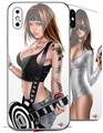 2 Decal style Skin Wraps set for Apple iPhone X and XS AXe Pin Up Girl