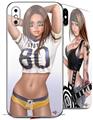 2 Decal style Skin Wraps set for Apple iPhone X and XS Tight End Pin Up Girl