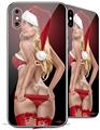 2 Decal style Skin Wraps set for Apple iPhone X and XS Xmas Sexy Pinup Girl