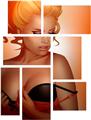 0range Pin Up Girl - 7 Piece Fabric Peel and Stick Wall Skin Art (50x38 inches)